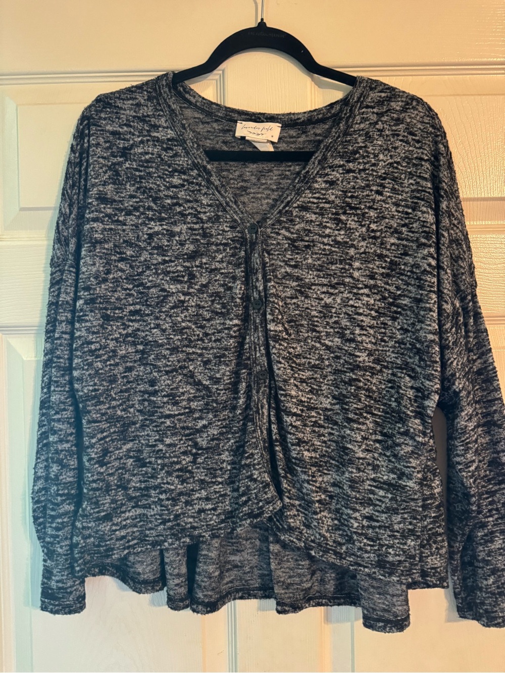 lavender field Marled Gray Button-Front Knit sweater jacket
